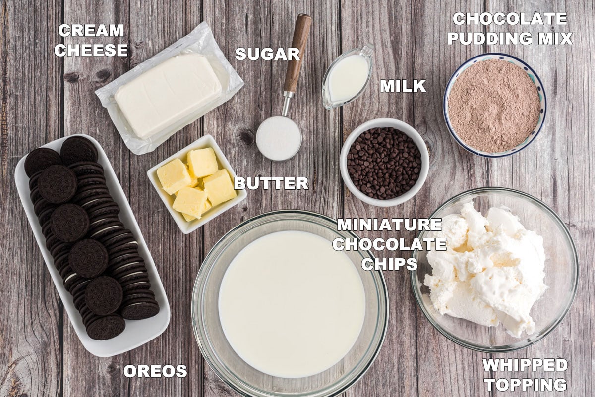 labeled ingredients for chocolate lasagna