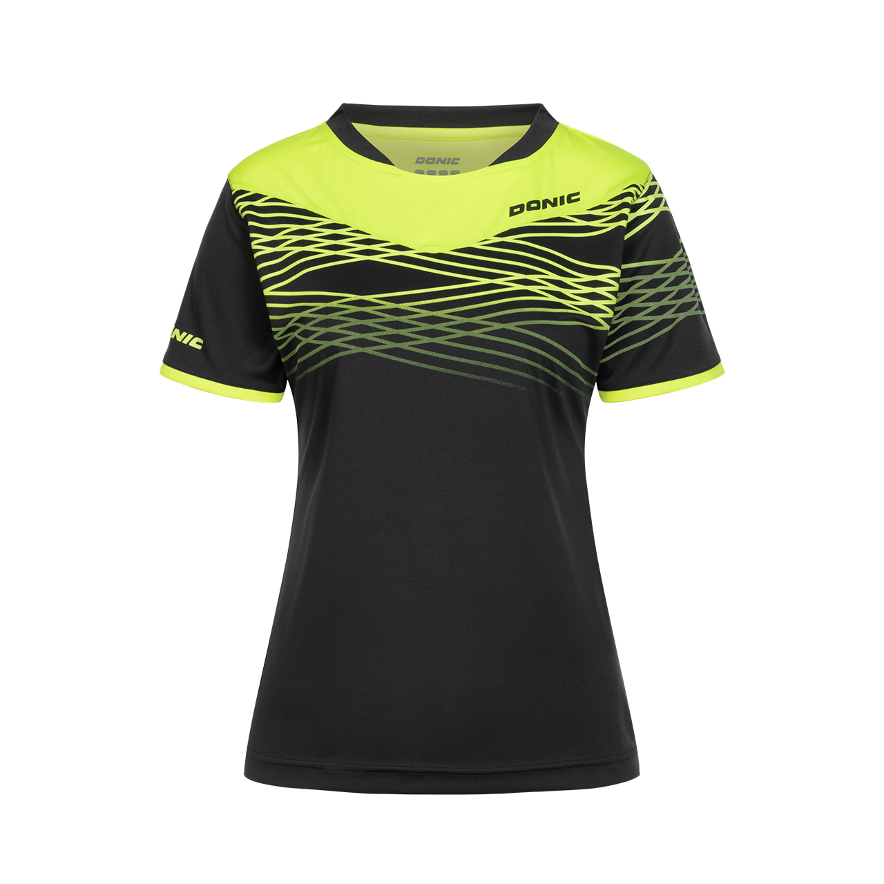 Tischtennis DONIC Shirt Clash Lady schwarz Brust