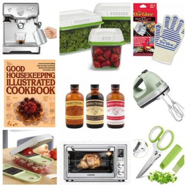 collaged photo of various foodie gift item ideas