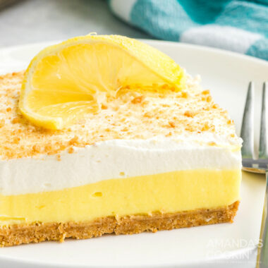 slice of lemon dessert on plate
