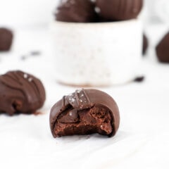 mocha truffle with a bite out of it