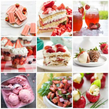 collage of strawberry recipe photos